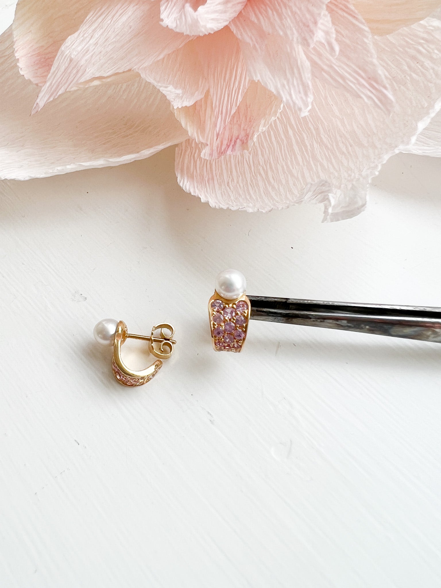 Perle og Safir ørering